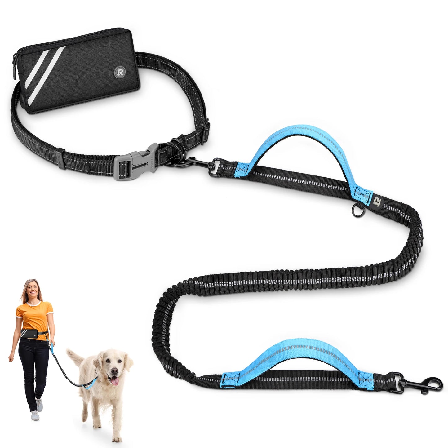 Jogging Dog Leash with Zipper Pouch