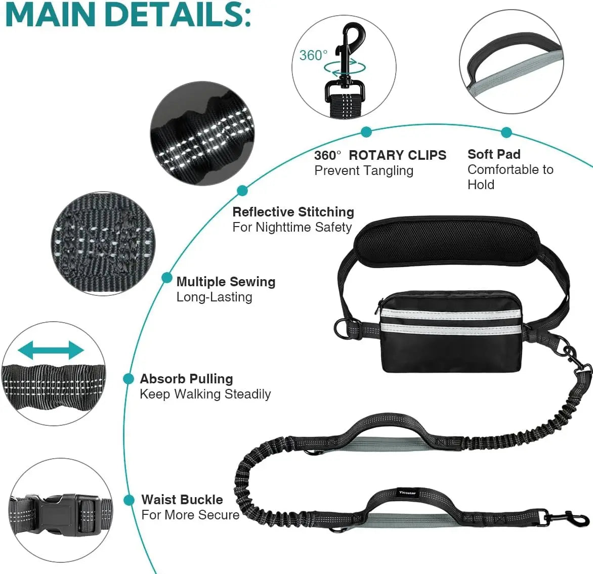 Hands-Free Double Dog Leash + Pouch