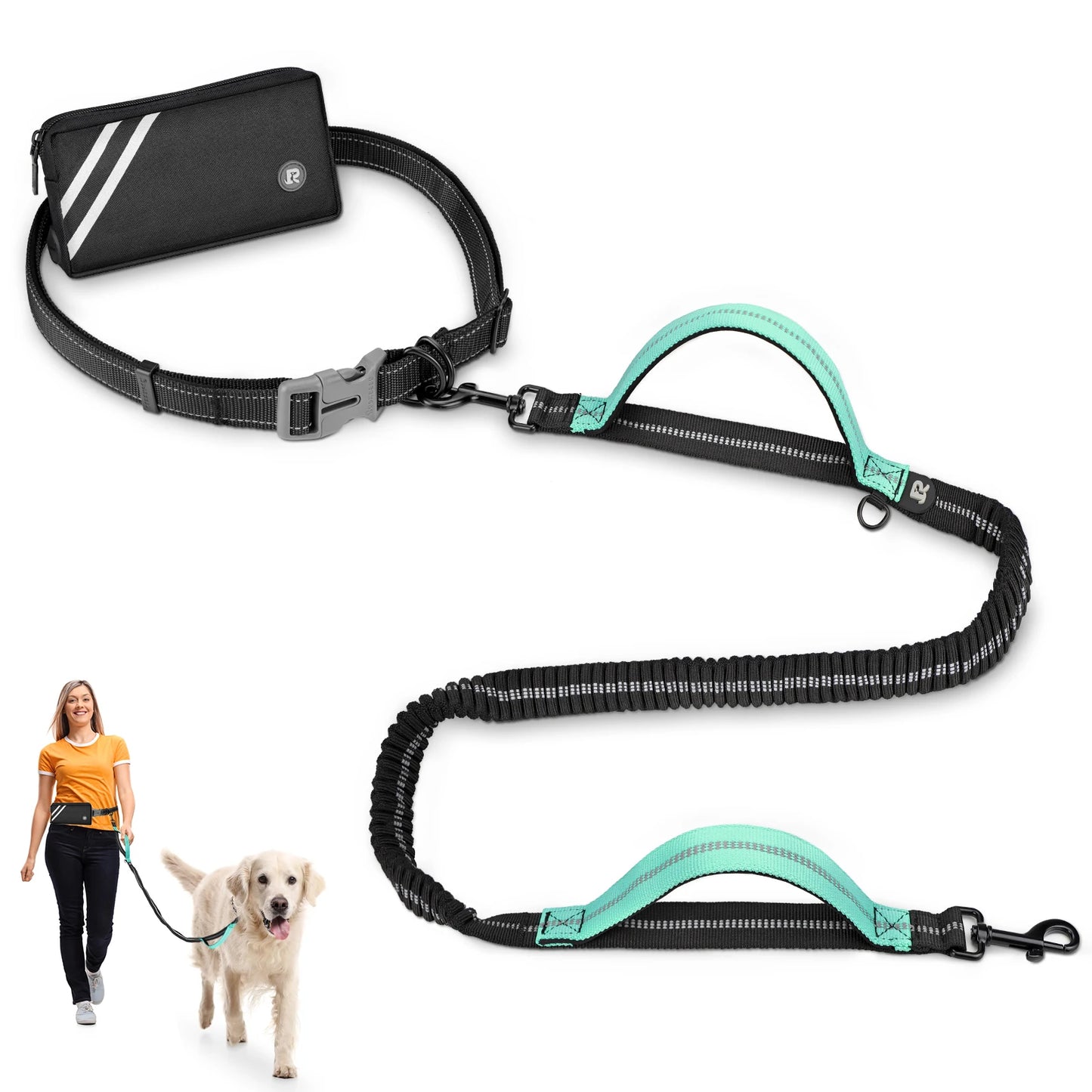 Jogging Dog Leash with Zipper Pouch