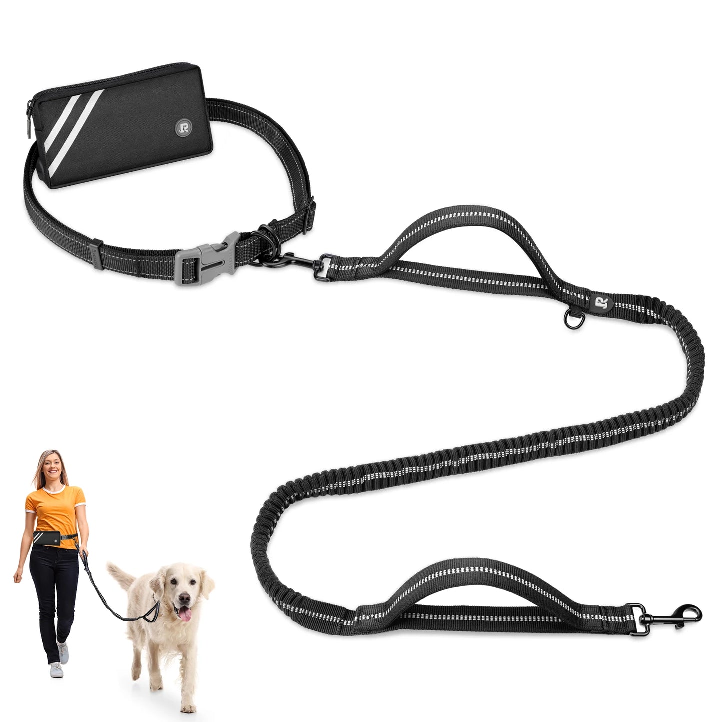 Jogging Dog Leash with Zipper Pouch