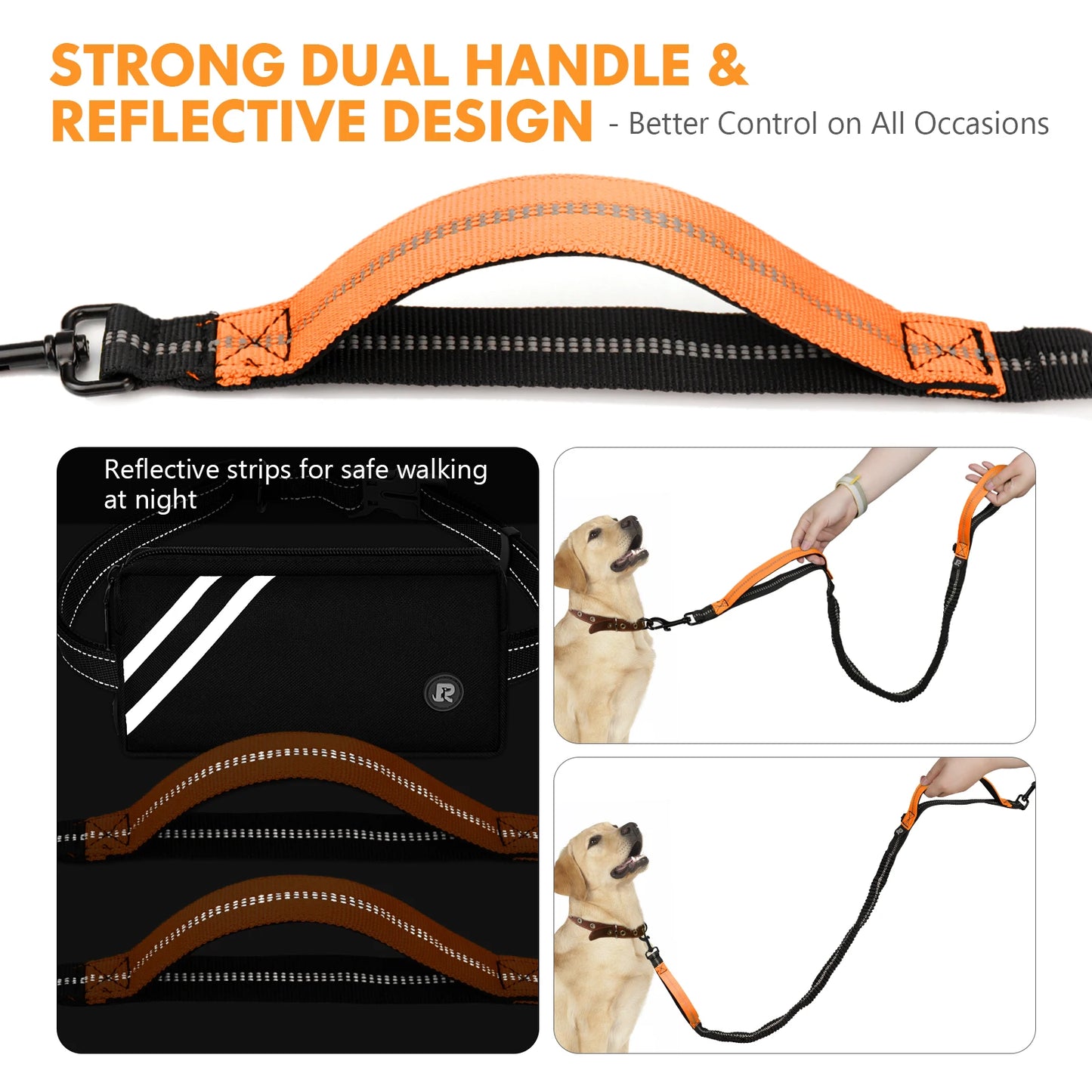 Jogging Dog Leash with Zipper Pouch