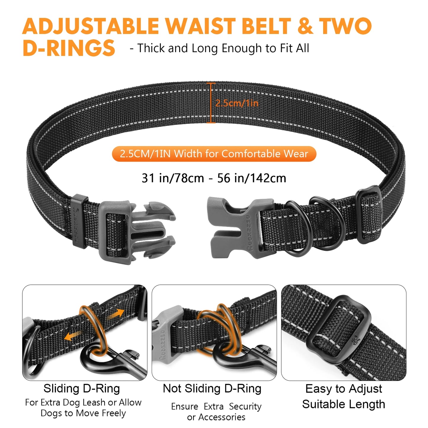 Jogging Dog Leash with Zipper Pouch